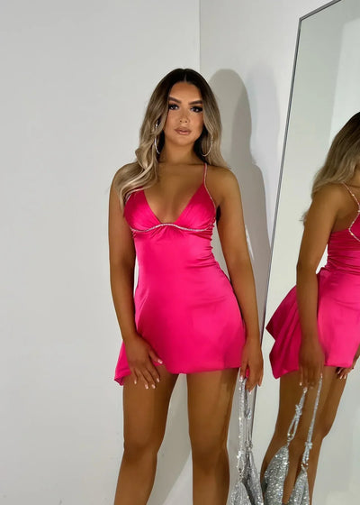 AMARA MINI DRESS - HOT PINK