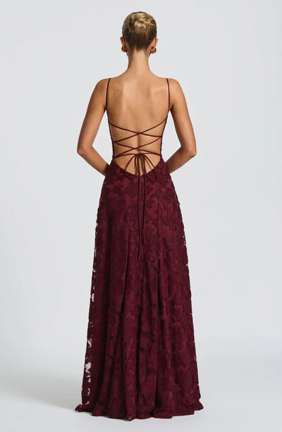 ELARA MAXI DRESS – CHERRY LACQUER