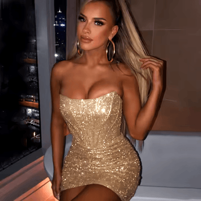 FAYE CORSET MINI DRESS - GOLD