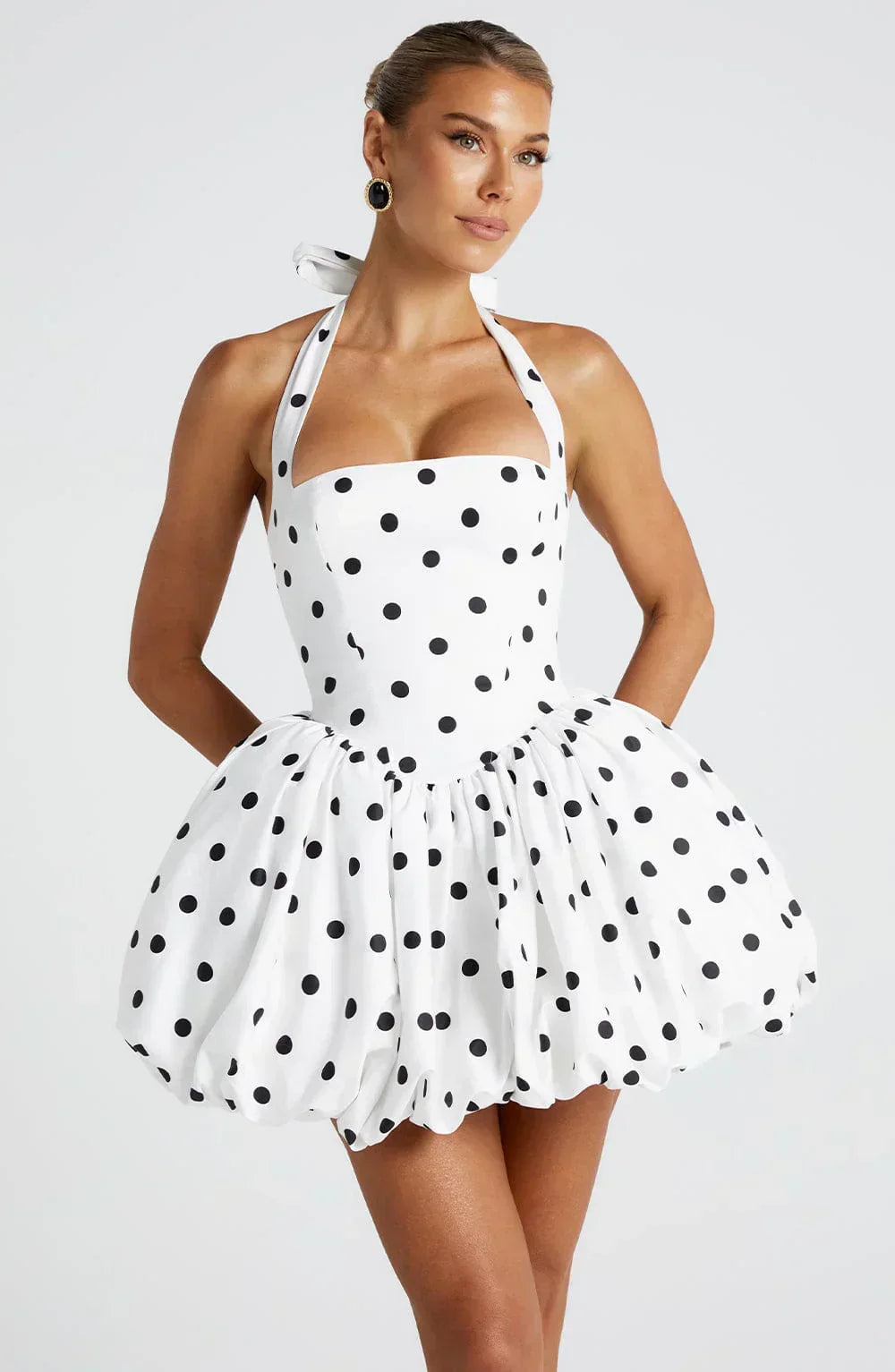 SOFIA MINI DRESS – BLACK POLKA DOT