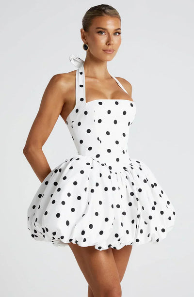 SOFIA MINI DRESS – BLACK POLKA DOT