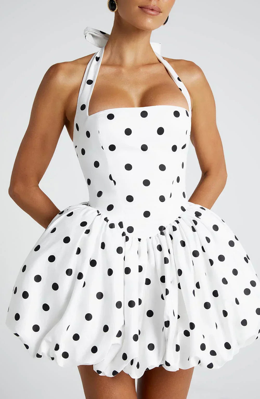 SOFIA MINI DRESS – BLACK POLKA DOT