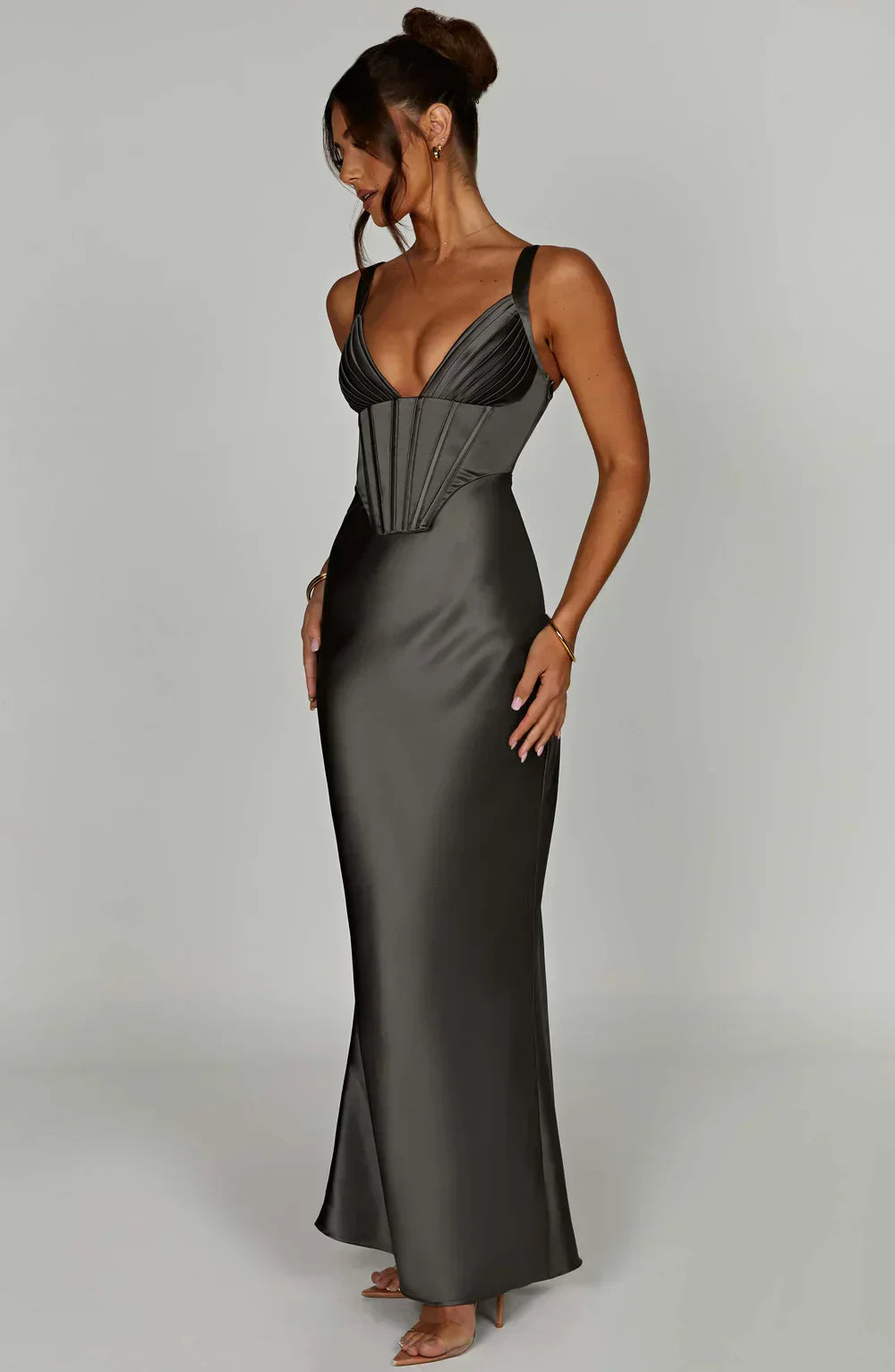 ALINA MAXI DRESS – CHARCOAL